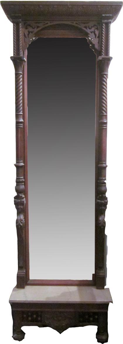 Appraisal: American Victorian mahogany pier mirrorThe acanthus carved cornice over arched