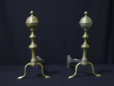 Appraisal: PAIR OF FEDERAL STYLE ANDIRONS Ball and spire topped -