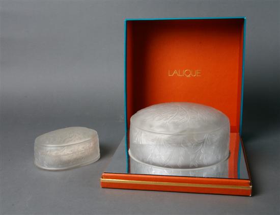 Appraisal: A Group of Two Lalique Bath Accessory Boxes Diameter of