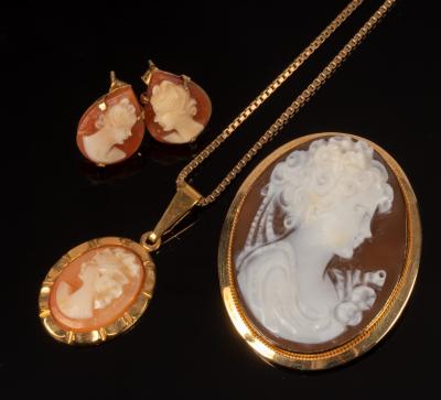 Appraisal: A shell cameo brooch depicting a lady in profile in