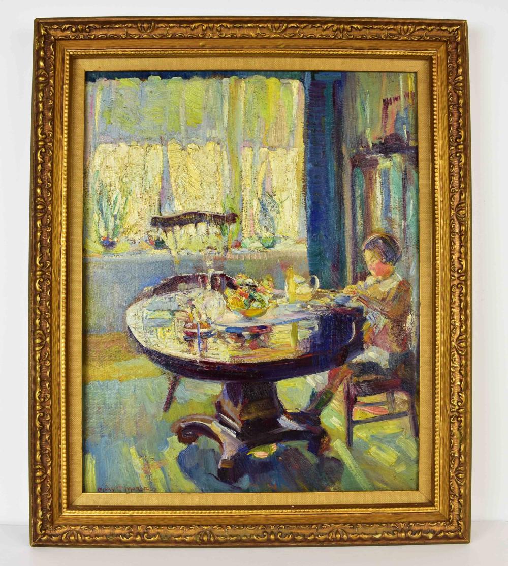 Appraisal: MARY TOWNSEND MASON AMERICAN - PAINTINGInterior with Lady Seated at