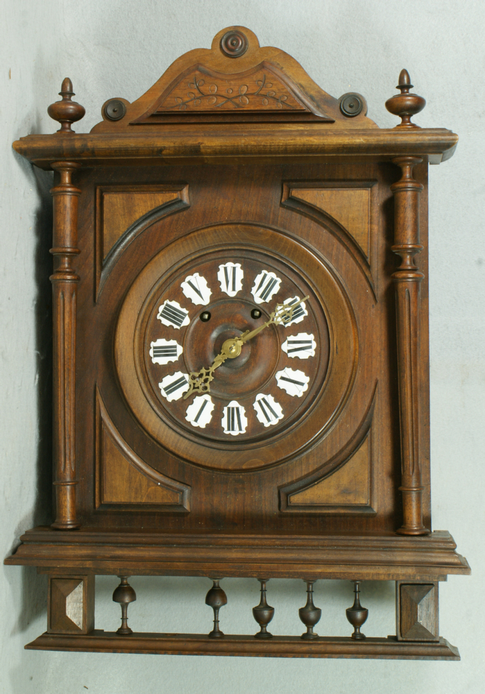 Appraisal: Walnut German wall clock turned wanut dial with applied enameled