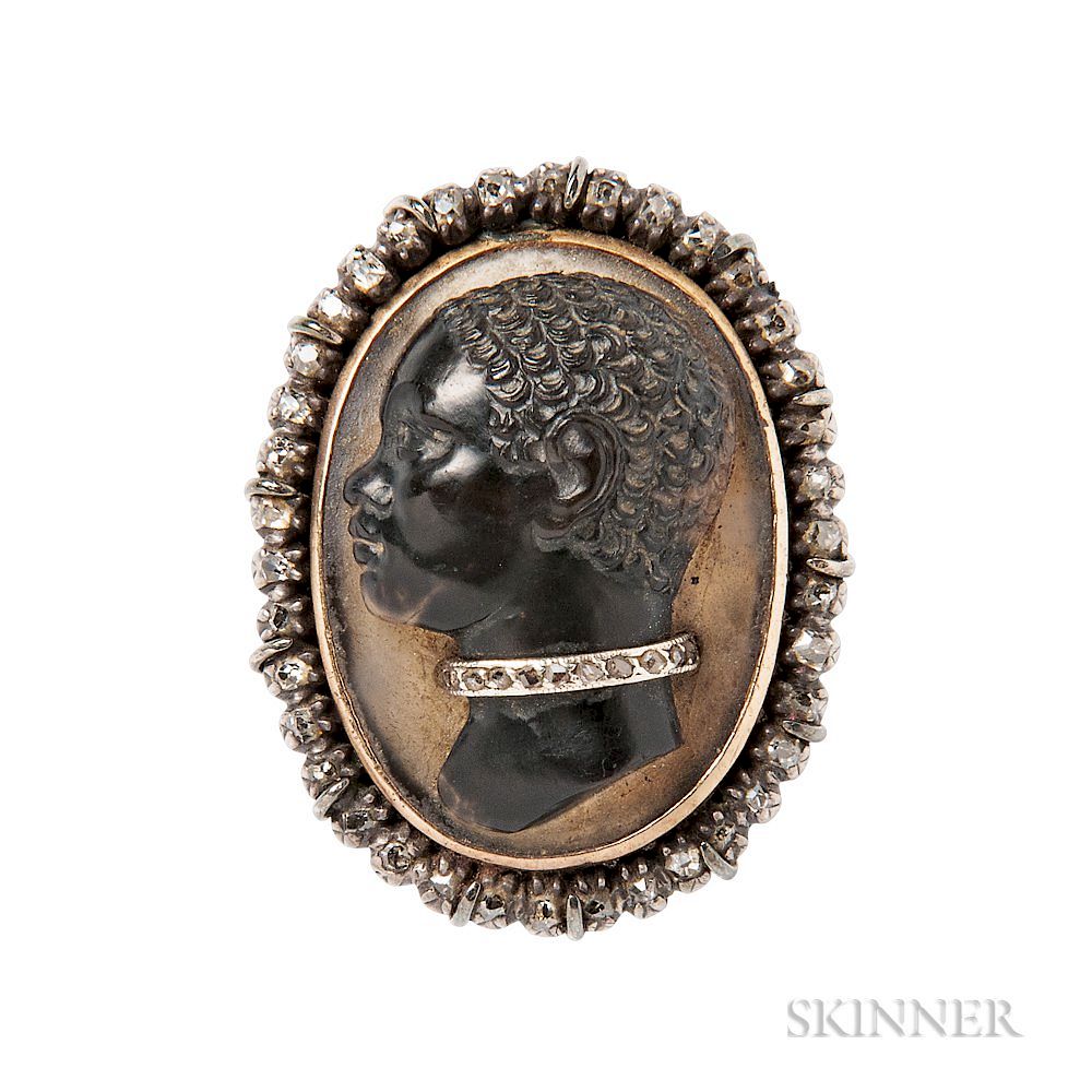 Appraisal: Antique Blackamoor Ring Antique Blackamoor Ring the hardstone cameo with