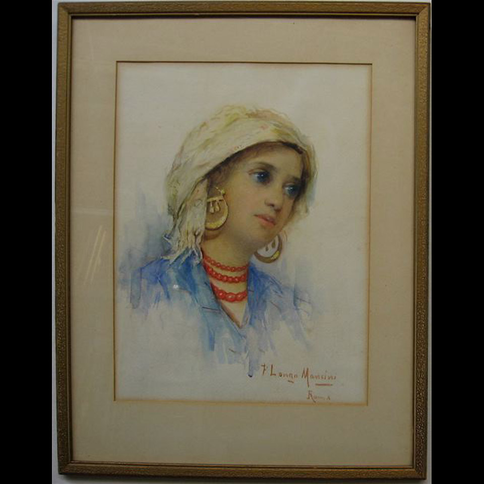 Appraisal: YOUNG BEAUTY FRANCESCO LONGO MANCINI - ITALIAN WATERCOLOUR SIGNED AT