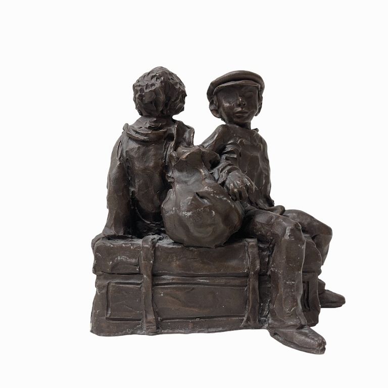 Appraisal: Unknown Artist Two Boys Bronze Sculpture Unknown Artist Two Boys