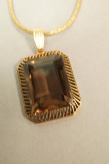 Appraisal: K Gold Necklace w Large Purplish Emerald Cut St K