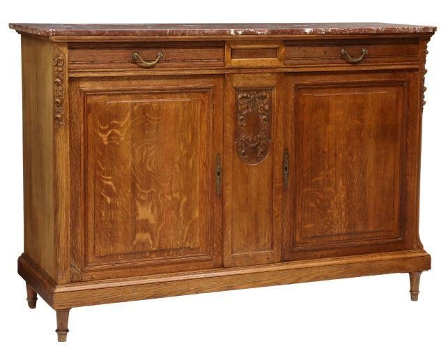 Appraisal: French Louis XVI style marble-top oak sideboard late th c