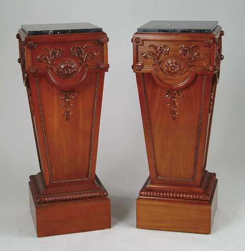 Appraisal: PAIR OF CLASSICAL STYLE MAHOGANY PEDESTALS Square formed with black