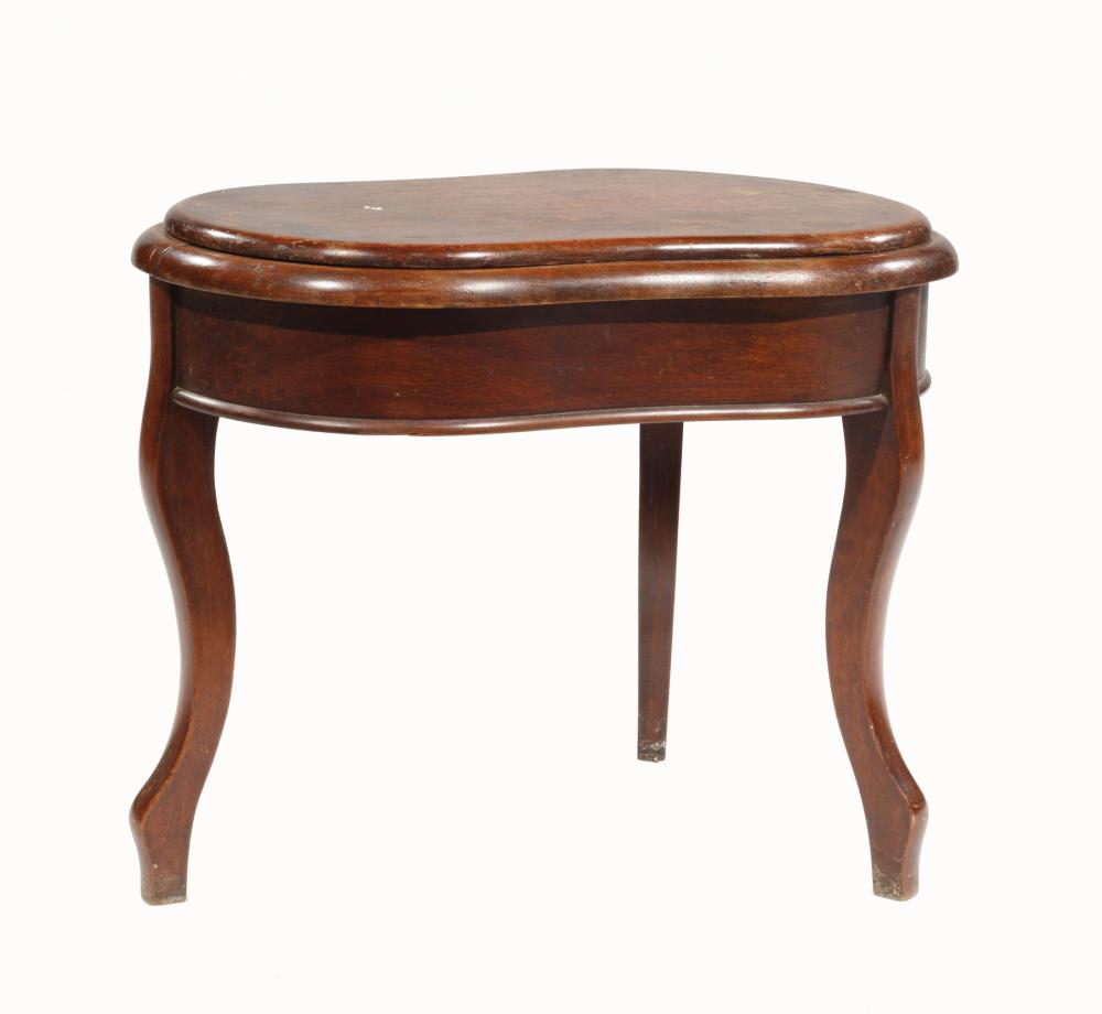 Appraisal: American Classical Mahogany Bidet Stand th c kidney-form case with