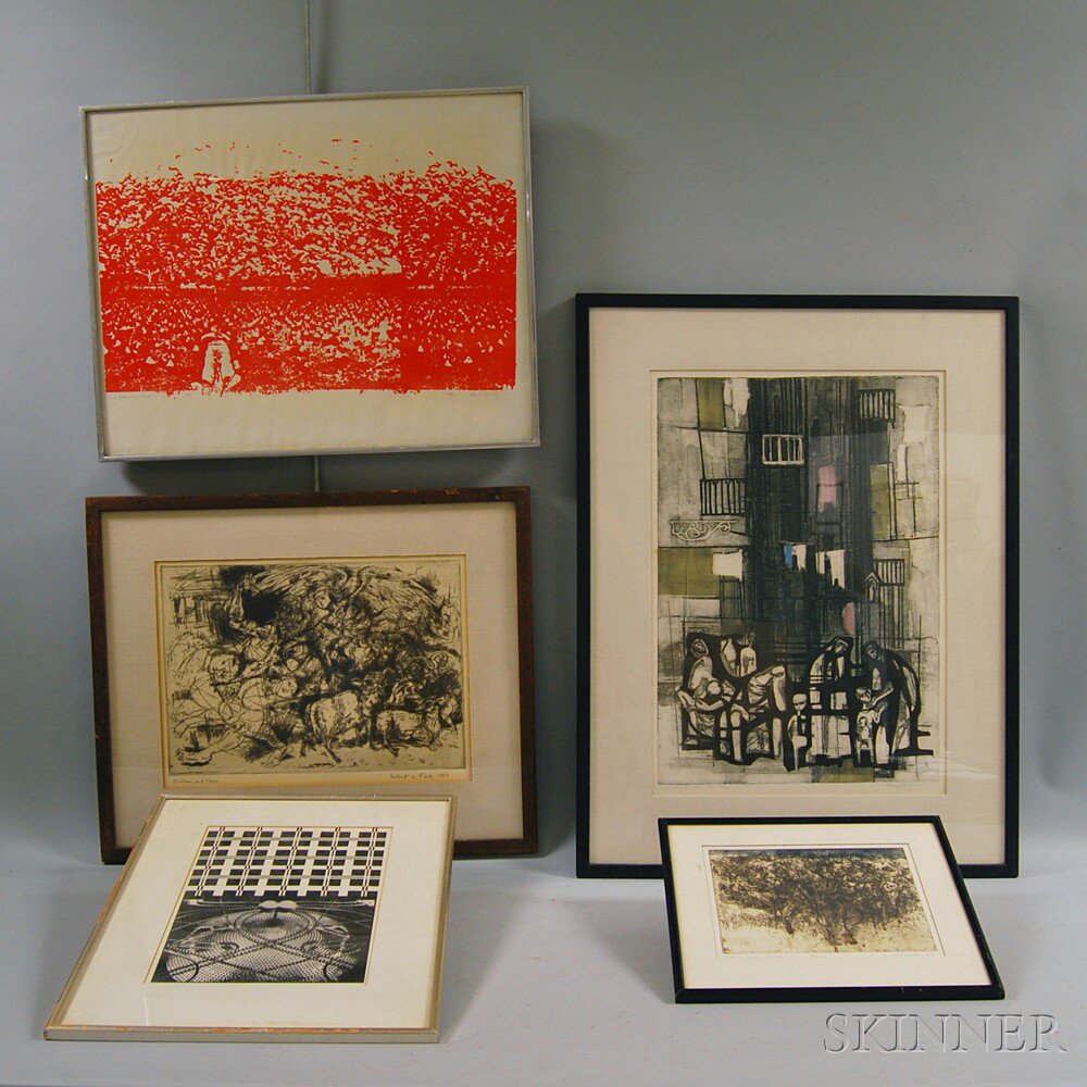 Appraisal: Five Framed Prints Rudolf Ru Harold van Rossem Dutch b