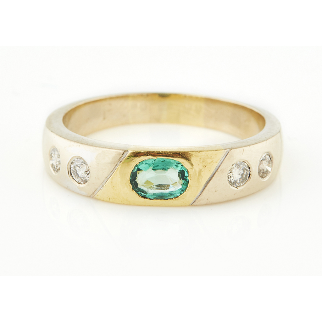 Appraisal: An emerald and diamond set ring gypsy set with an