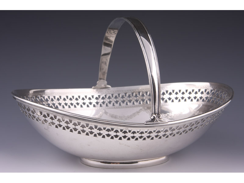 Appraisal: Tiffany Co Sterling Silver Cake Basket with delicate pierced rim