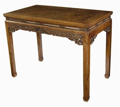 Appraisal: A Chinese rectangular elm wood side table the frontal frieze