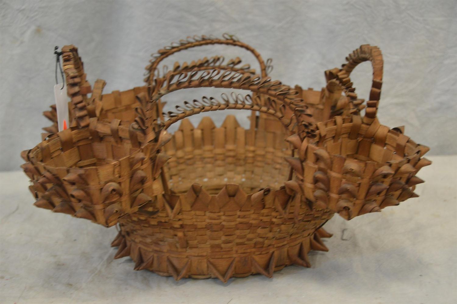 Appraisal: New England sewing basket Passamaquoddy with individual sewing baskets attached