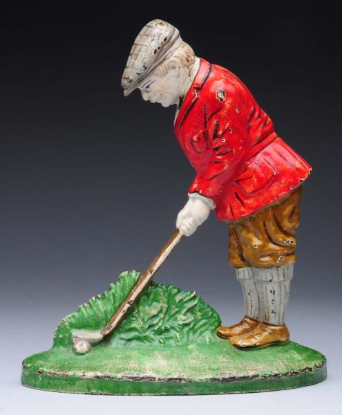 Appraisal: Cast Iron Putting Golfer Doorstop Made by Hubley and numbered