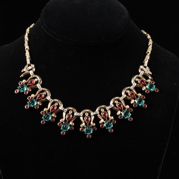 Appraisal: Trifari Alfred Philippe 'Scheherazade' Moghul jewel necklace with poured and