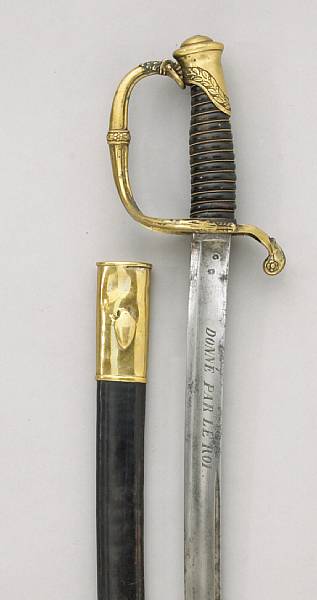 Appraisal: A presentation French Model officer's saber Slightly curved inch blade