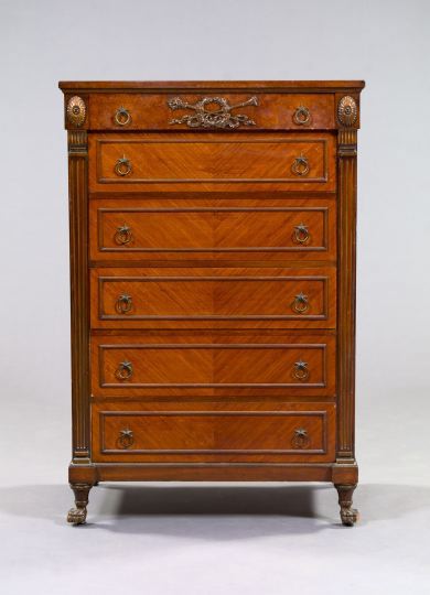 Appraisal: Louis XVI-Style Mahogany Six-Drawer Chest early th century the top