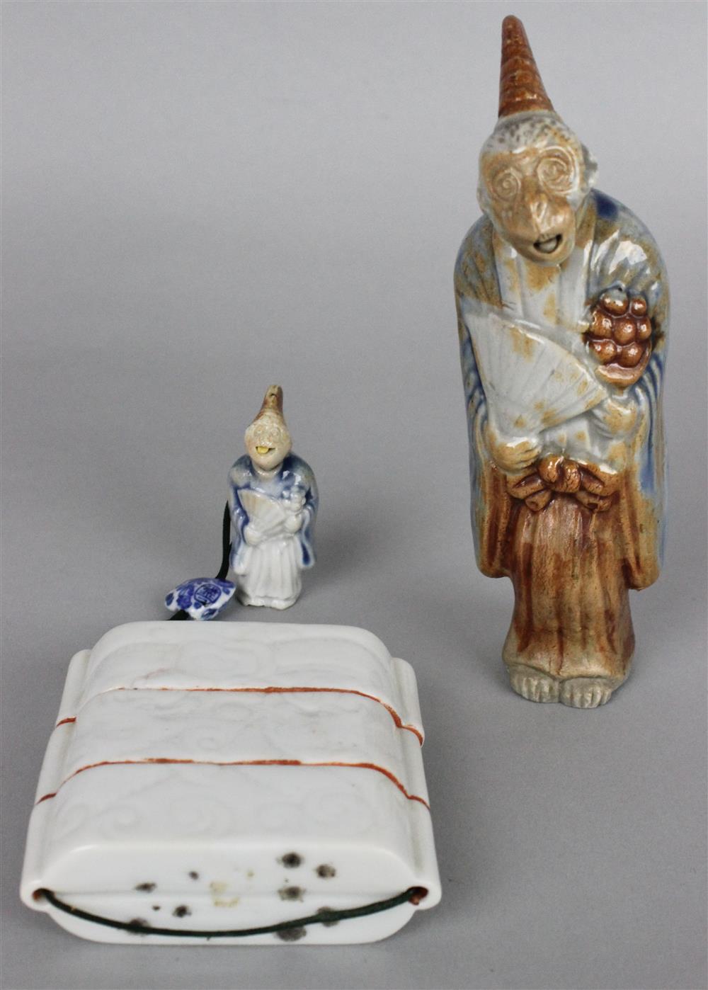 Appraisal: JAPANESE HIRADO INRO NETSUKE AND OJIME comprising a white-glazed two