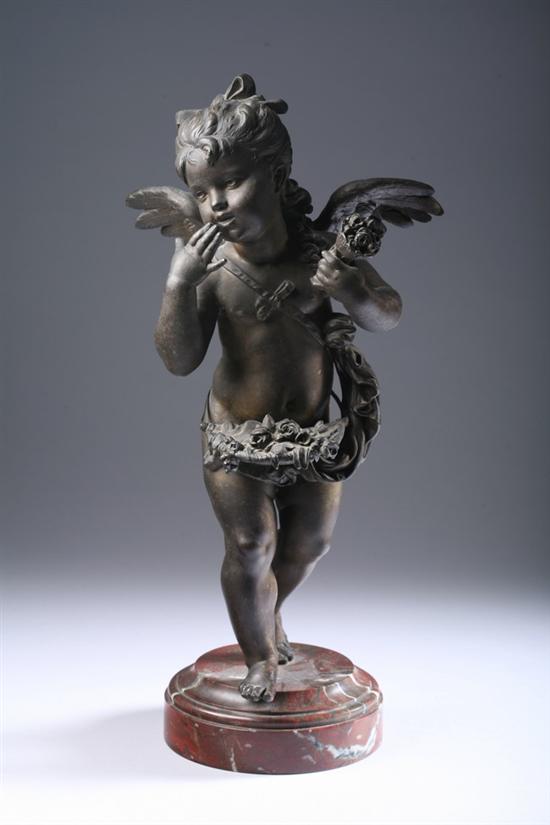 Appraisal: FRENCH BRONZE FIGURE OF SPRING th century On rouge de