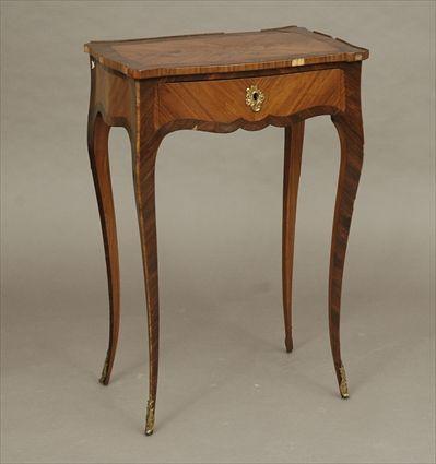 Appraisal: Louis XV-Style Marquetry-Inlaid Tulipwood and Kingwood Table en Chiffoniere