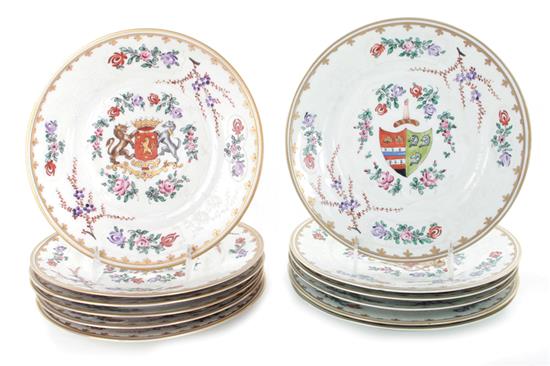 Appraisal: Samson armorial porcelain cabinet plate set late th century floral