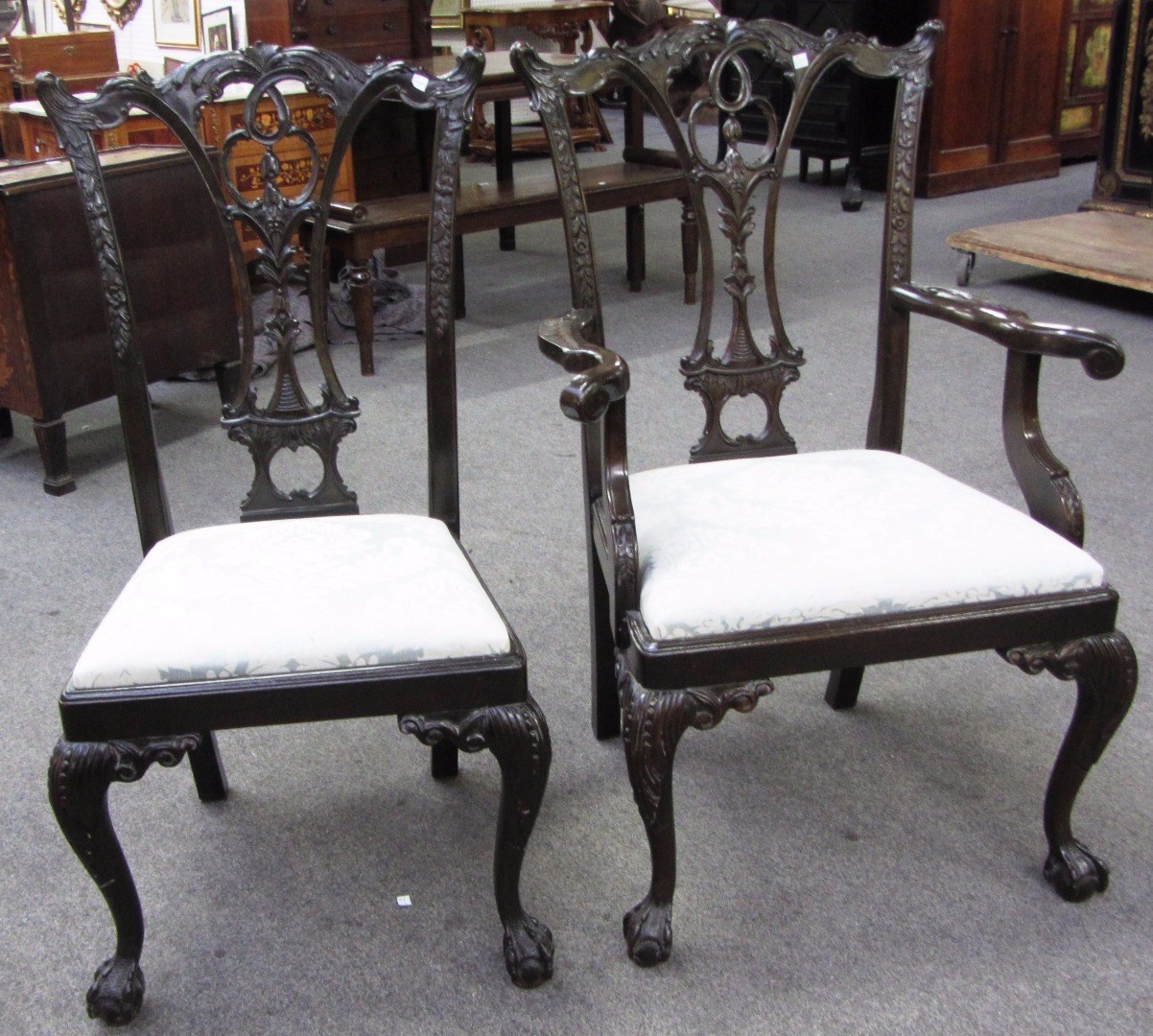 Appraisal: A set of ten th century style carved mahogany dining