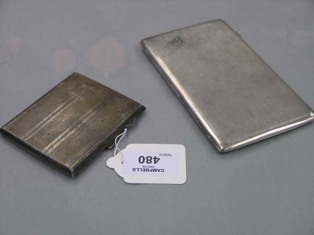 Appraisal: Two engine turned silver cigarette cases Birmingham and London approximately