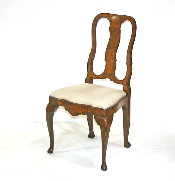 Appraisal: A Dutch Baroque style marquetry side chair second half th