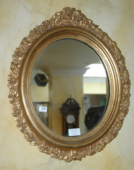 Appraisal: A TH CENTURY FRENCH GILT WOOD HALL MIRROR The oval