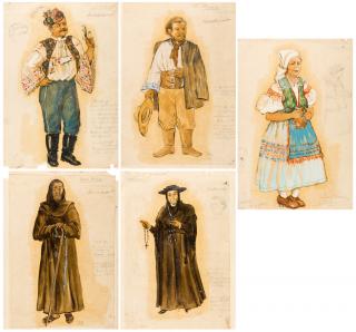 Appraisal: VSEVOLOD SAKHNOVSKY RUSSIAN - A group of five costume designs