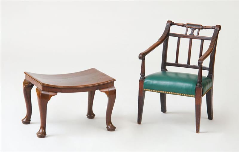 Appraisal: GEORGE II MAHOGANY FOOT STOOL Together with a George III