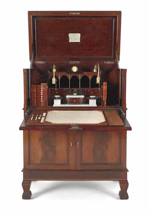 Appraisal: Elaborate English mahogany desk ca retailed by J E Caldwell