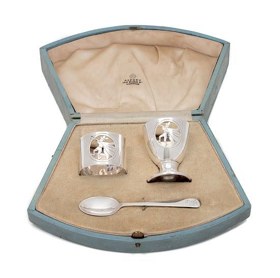 Appraisal: A Scottish Silver Child's Set Asprey Co London comprising a