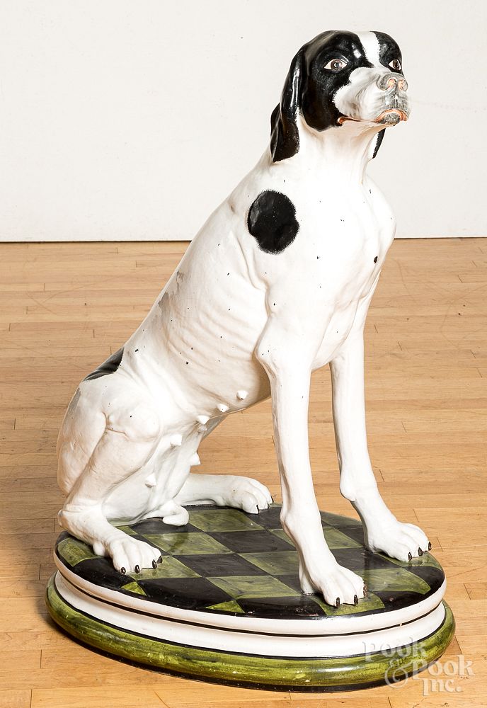 Appraisal: Life size faience dog Life size faience dog h Condition