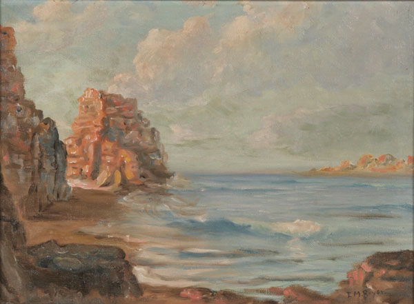 Appraisal: E M Boyer Seascape with Rocky Shoreline Oil on board