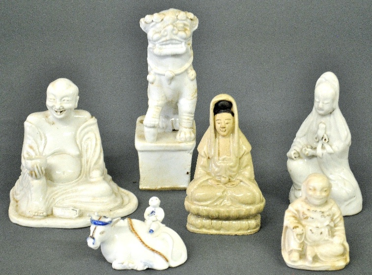 Appraisal: - Six Chinese blanc-de-chine porcelain figures Qing Dynasty to incl