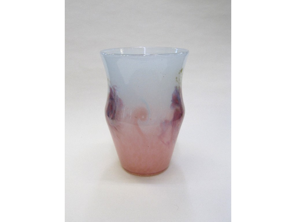 Appraisal: Monart glass vase in pink with gold aventurine