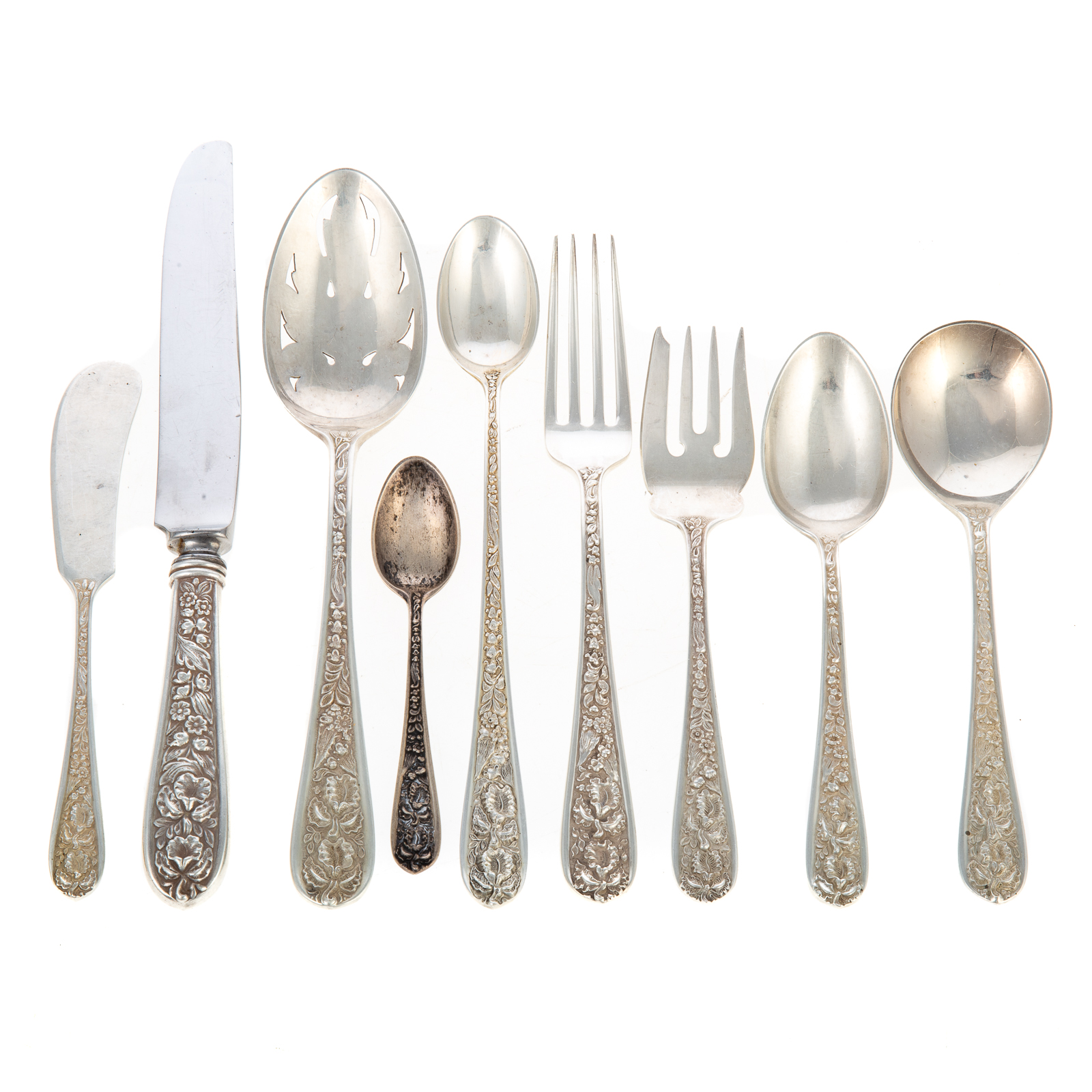 Appraisal: STIEFF STERLING CORSAGE FLATWARE SERVICE Including ten dinner knives eleven