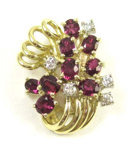 Appraisal: RUBY DIAMOND AND FOURTEEN KARAT GOLD PENDANT set with a