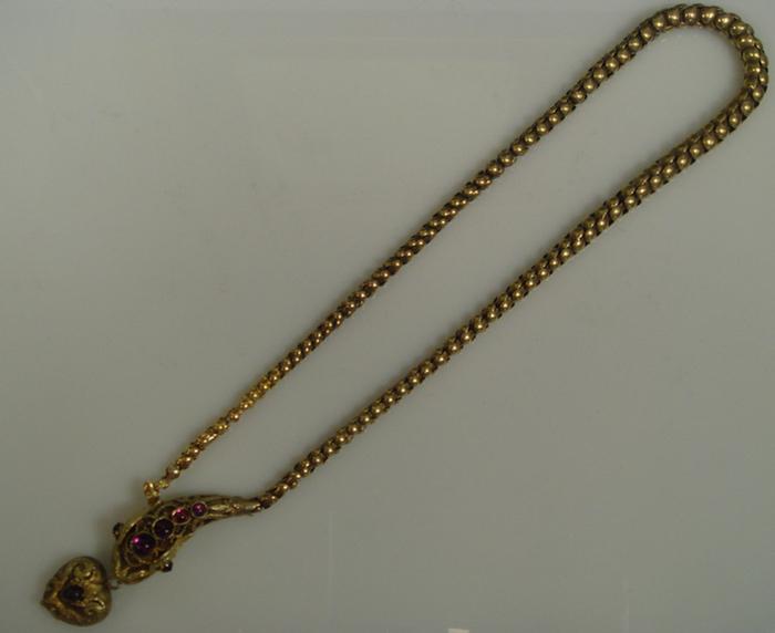 Appraisal: Gold-Filled Early Coi Necklace Tapered platelette chain with fish head