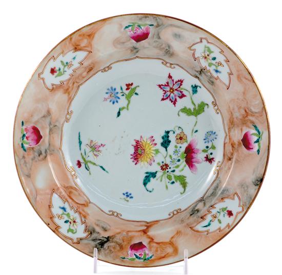 Appraisal: Rare Chinese Export faux-painted pattern soup plate circa - wide