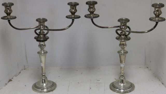 Appraisal: PAIR OF PC WEIGHTED STERLING SILVER CANDELABRASBY GORHAM EARLY TH