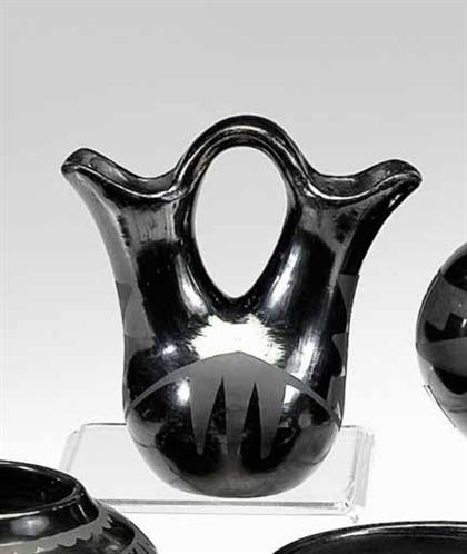 Appraisal: San ildefonso blackware wedding vase signed maria julian early 's