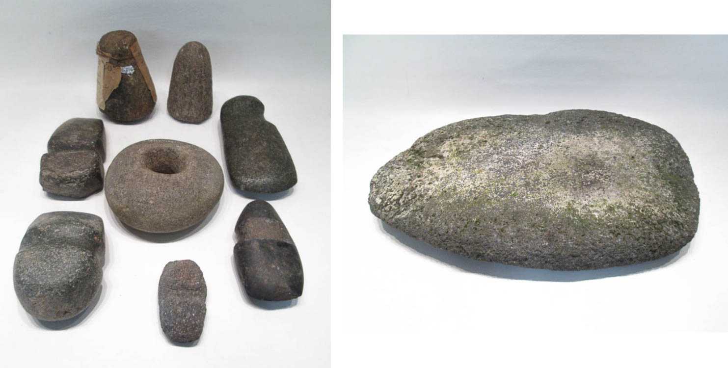 Appraisal: COLLECTION OF NATIVE AMERICAN STONE TOOLS including ax heads mortars