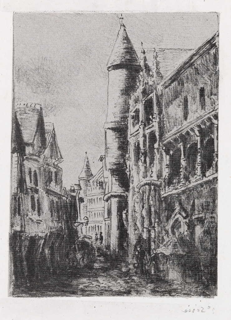 Appraisal: CAMILLE PISSARRO Rue Saint-Romain Rouen e planche Lithograph printed in