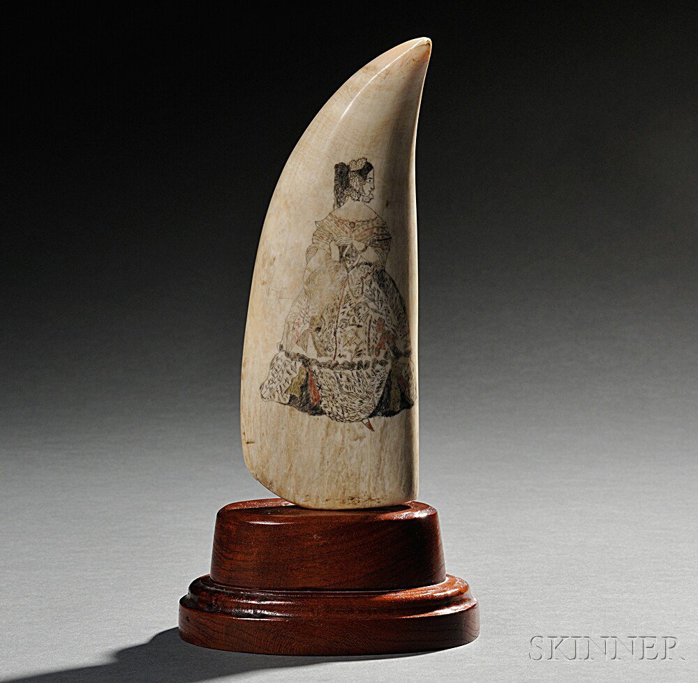 Appraisal: Large Scrimshaw Whale's Tooth America th century one side showing