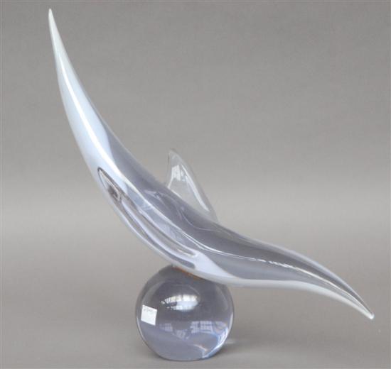 Appraisal: SEGUSO GLASS SCULPTURE Fish form on a ball signed Seguso