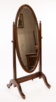 Appraisal: A Regency style oak framed cheval mirror the oval plate