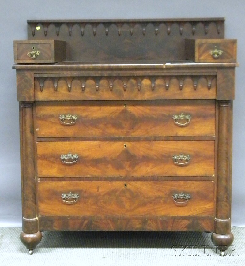 Appraisal: Victorian Gothic Revival Mahogany Veneer Bureau ht wd dp in